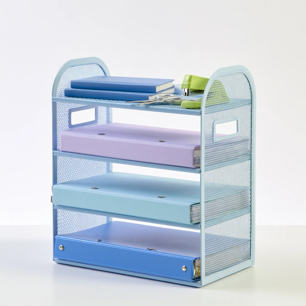 Organizer modulare in rete traspirante a quattro livelli, colore azzurro